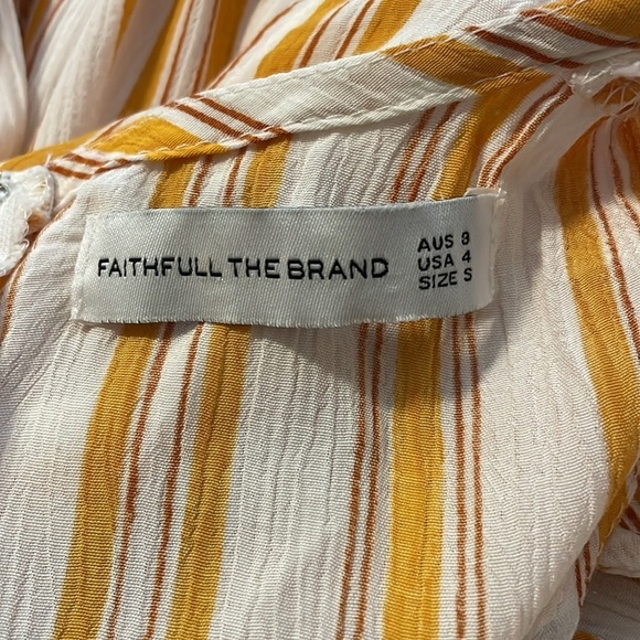 Faithfull The Brand Claudia Sun Azure Striped Midi Dress Yellow Size 4 - Picture 14 of 15